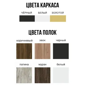 стеллаж gutta 1110х690х340 (4 полки) каркас чёрный, настил эвок